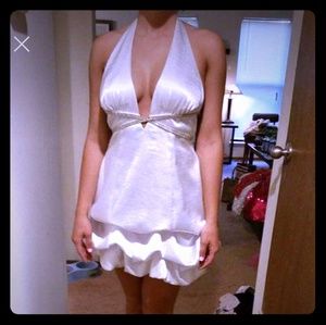 White cocktail dress with silver crystals